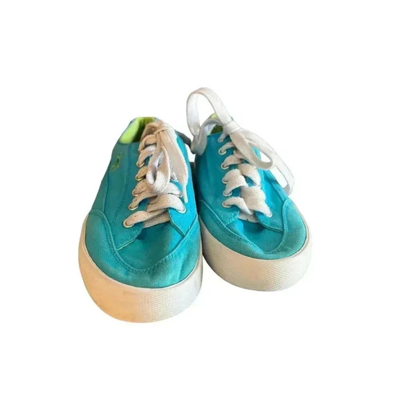 Polo canvas sneakers turquoise and neon green size 9.5 - Picture 3 of 6